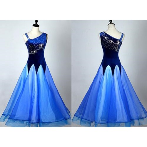 Children women's ballroom dancing dresses for girls violet royal blue red stage performance competition professional waltz tango dance dresses